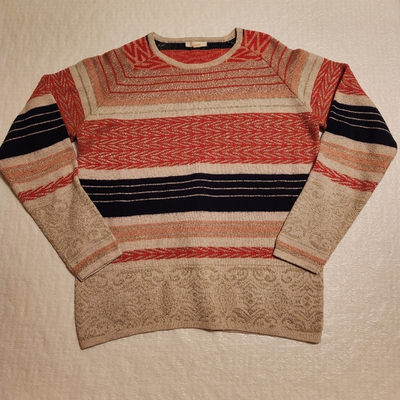 Tulle Sweaters - Tulle anthropology women's pink/blue/gold striped sparkly sweaters. Size medium